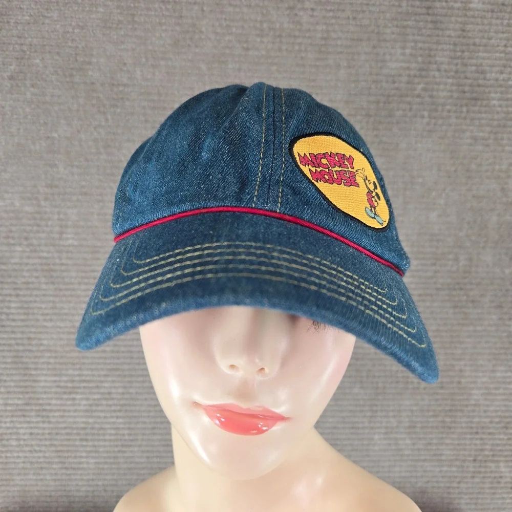 Disney Kids OS Blue Denim Mickey Mouse Patch Adjustable Baseball Cap